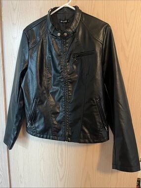 Total Motion Black Faux Leather Moto Jacket